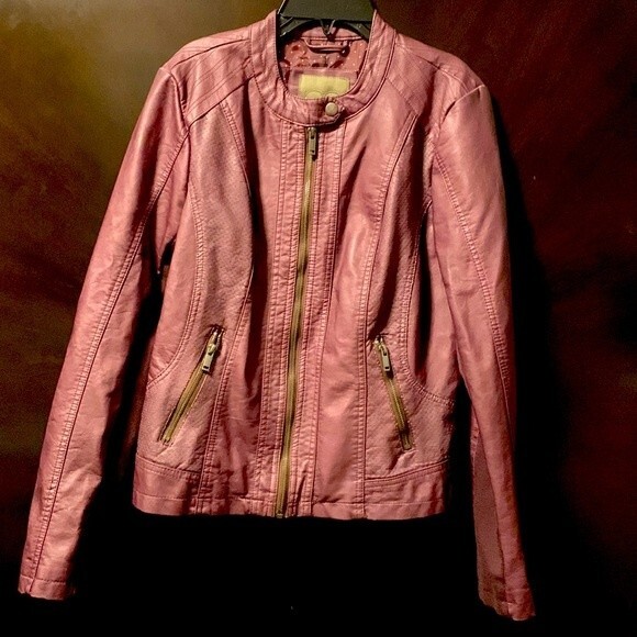 MAURICE’S WOMEN FAUX LEATHER JACKET—brown/burgundy purple color size M‎ - Picture 1 of 9